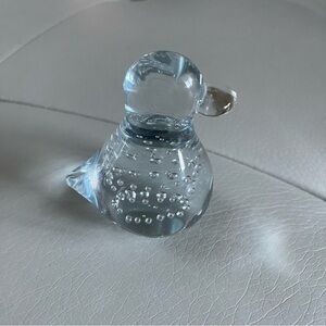 Vintage glass duck paperweight clear controlled bubbles inside